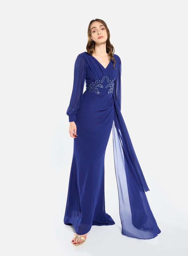 House of Moda Women Flowing Cape Embellished Maxi Dress - Image 3